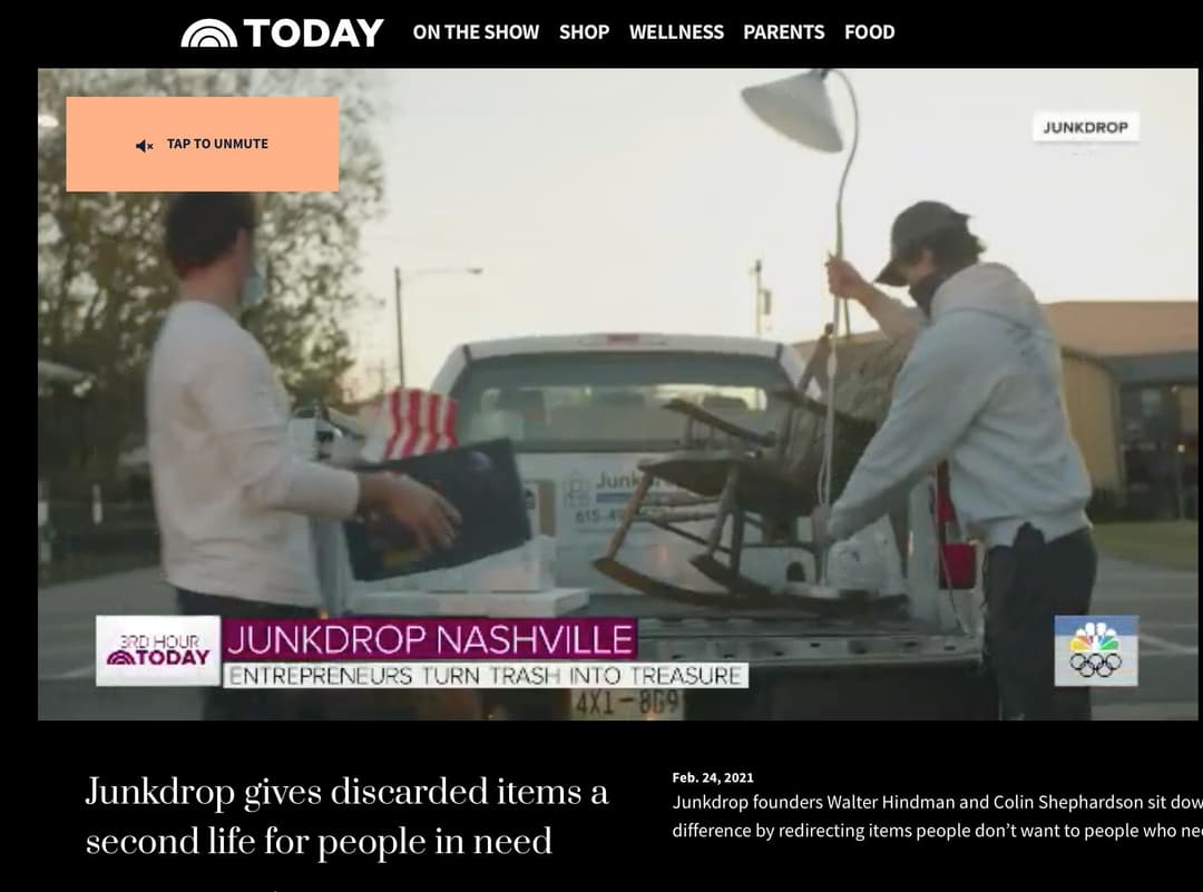 TODAY Show: Junkdrop gives discarded items a second life for people in need
