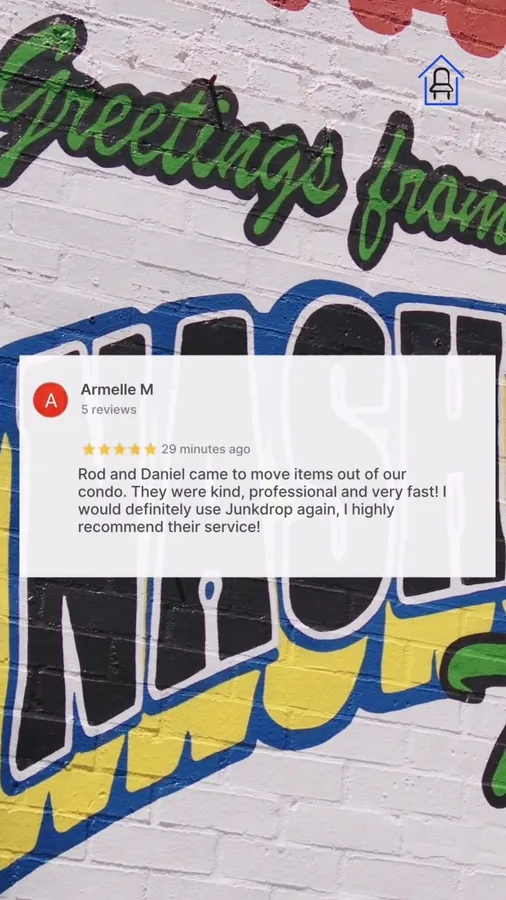 Customer feedback shared by Junkdrop after a condo move